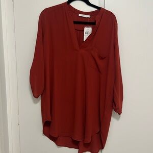 Lush 3/4 sleeve tunic X-Large, rust,  sleeves can’t be unrolled